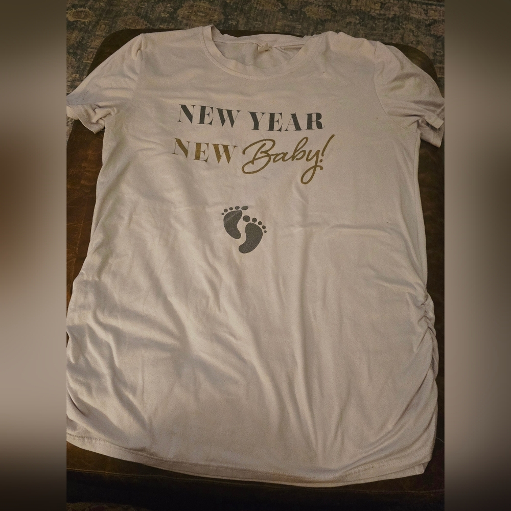 New Year New Baby White Maternity T-Shirt